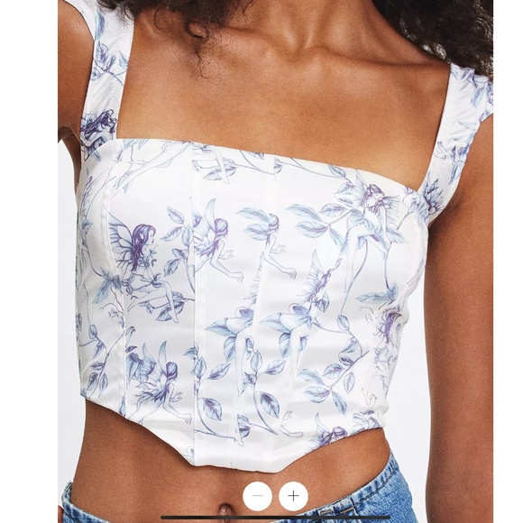 URBAN OUTFITTERS Out From Under About Time Printed Satin Corset Top M - Picture 2 of 5